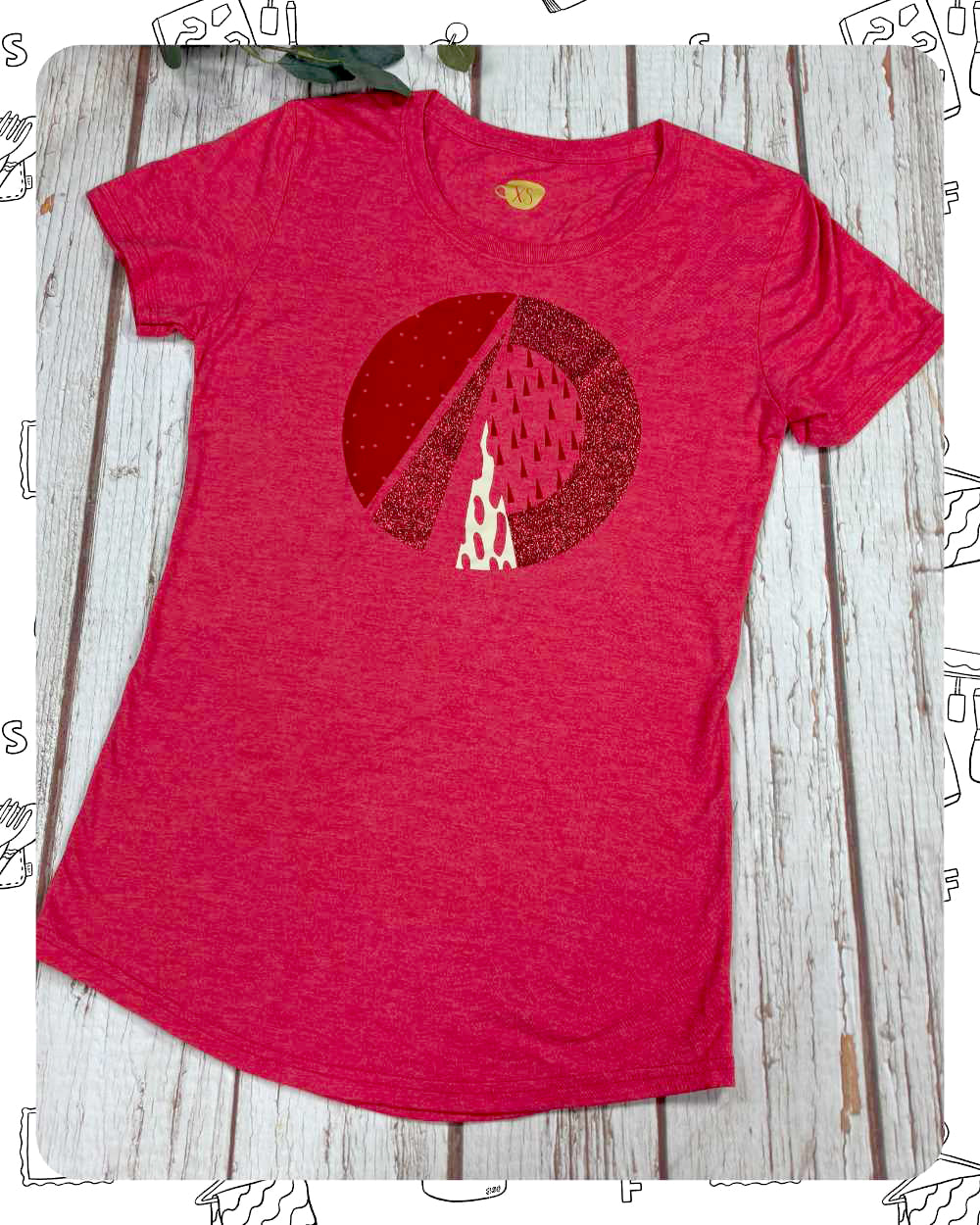 Ready To Ship: Womens Red T-Shirt- Circle- Size XS