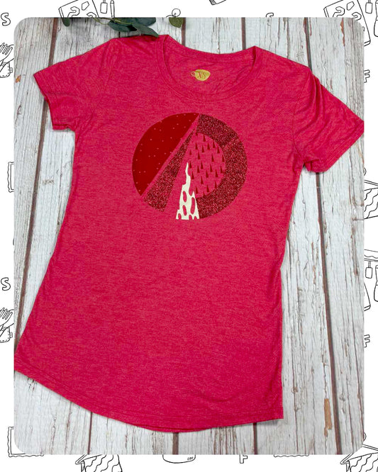 Ready To Ship: Womens Red T-Shirt- Circle- Size XS