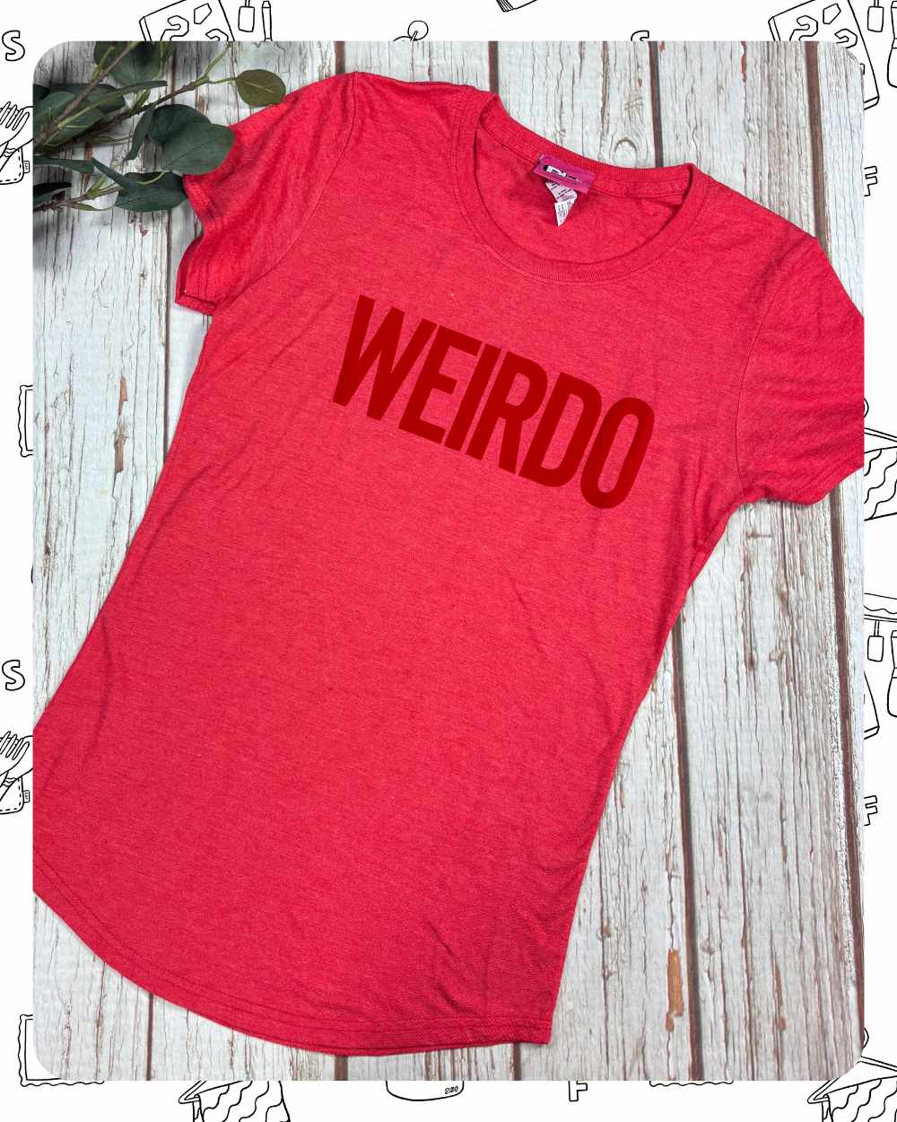 Ready To Ship: Womens Red T-Shirt- Weirdo- Size XS