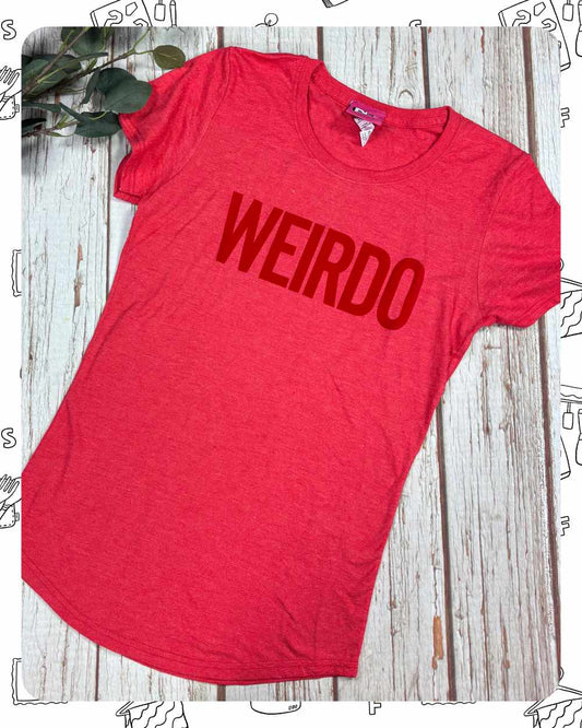 Ready To Ship: Womens Red T-Shirt- Weirdo- Size XS