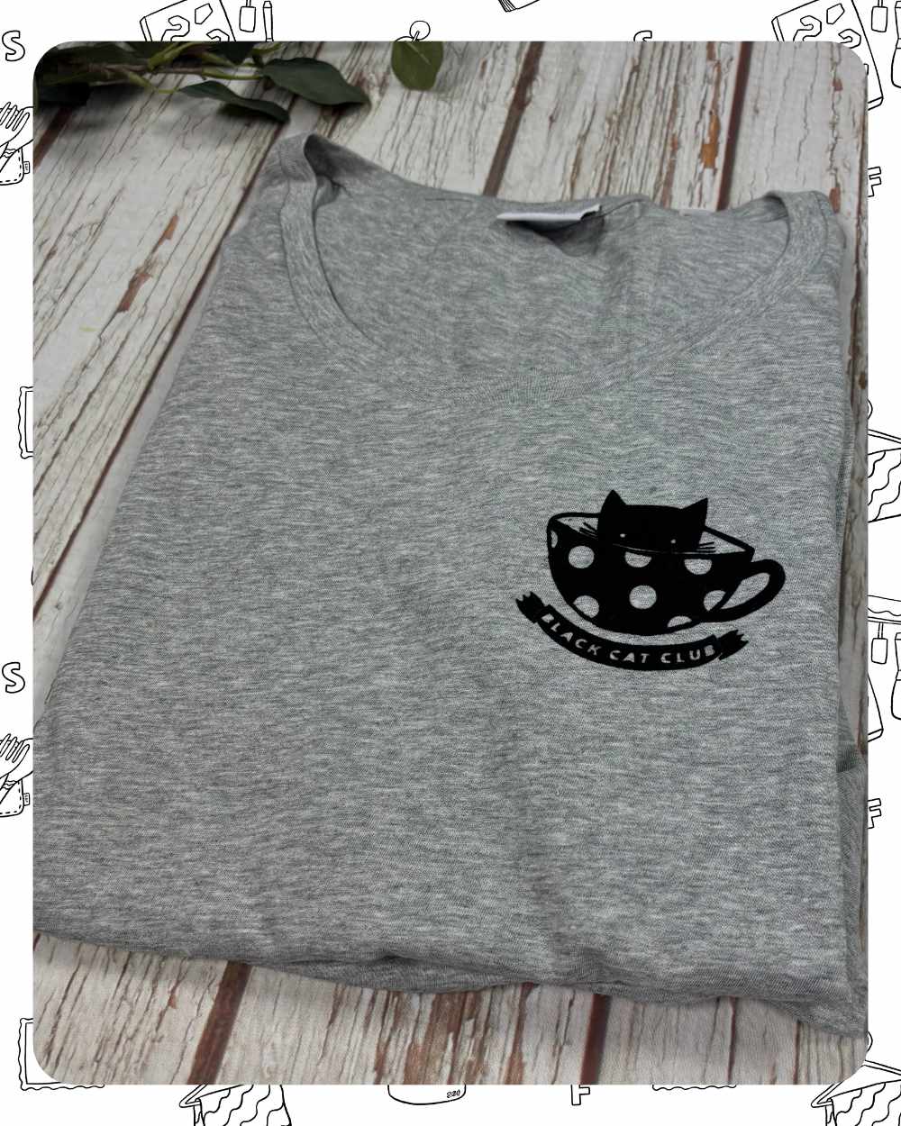 Ready To Ship: Womens Heather T-Shirt- Black Cat- Size L