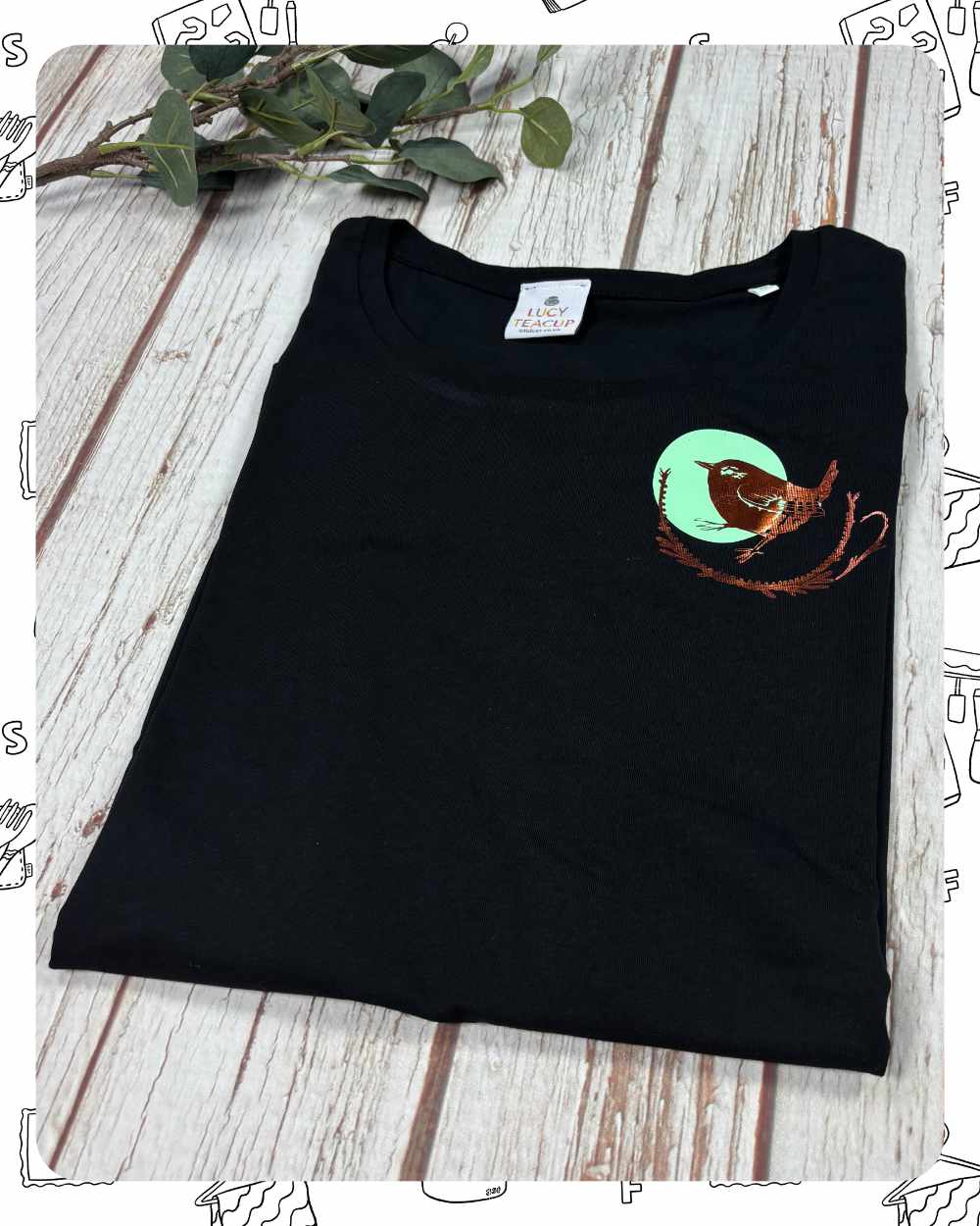 Ready To Ship: Womens Black T-Shirt- Wren- Size XL