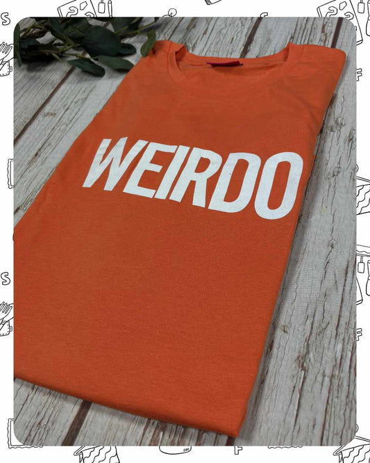 Ready To Ship: Unisex Peach T-Shirt- Weirdo- Size L