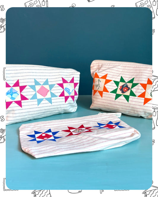 Ready to Ship: Quilted Pencil case/makeup bag