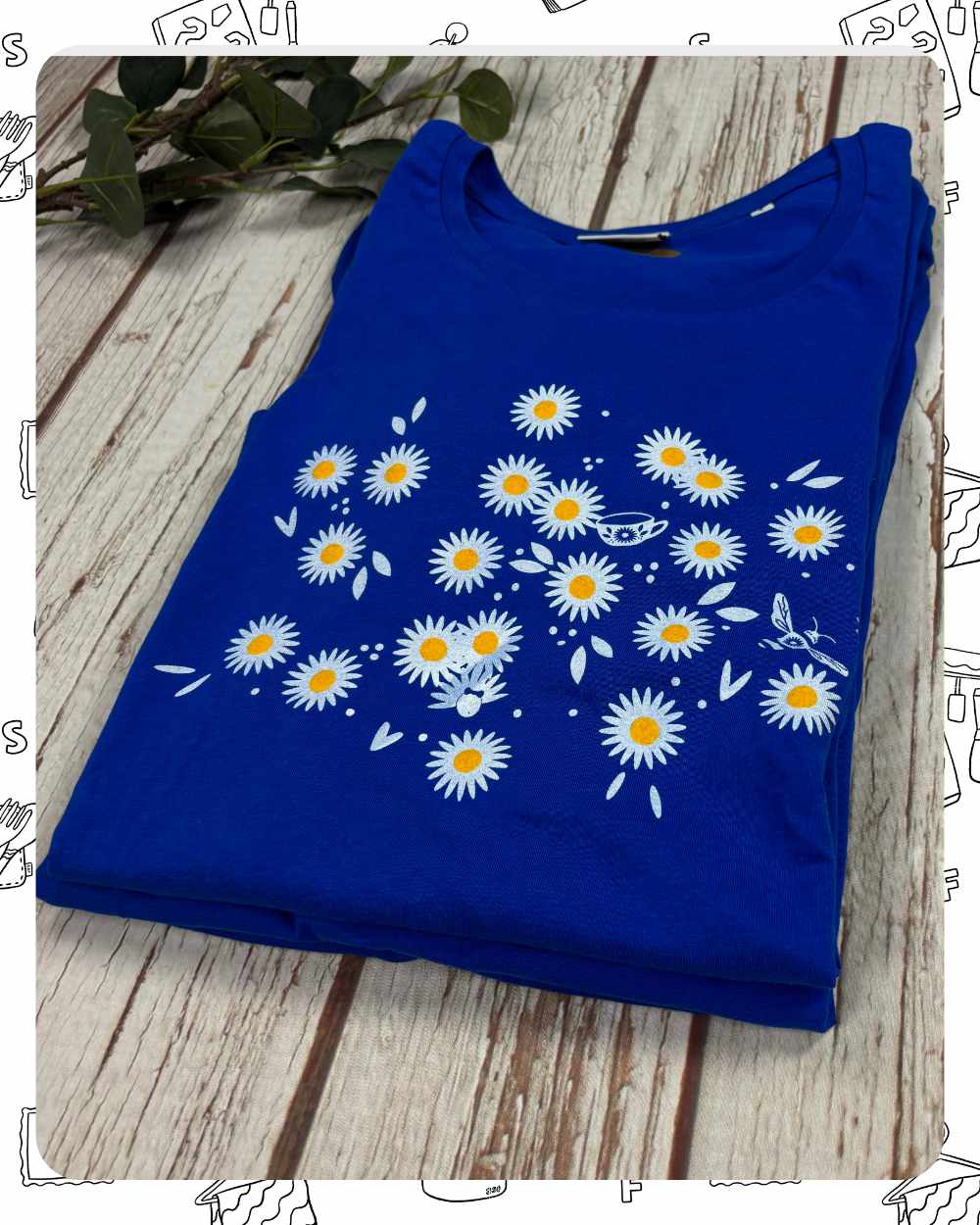 Ready To Ship: Womens Royal T-Shirt- Daisy- Size S, M