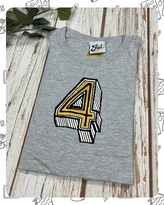 Ready To Ship: Kids Heather T-Shirt- Four JR- Age 3-4 Years