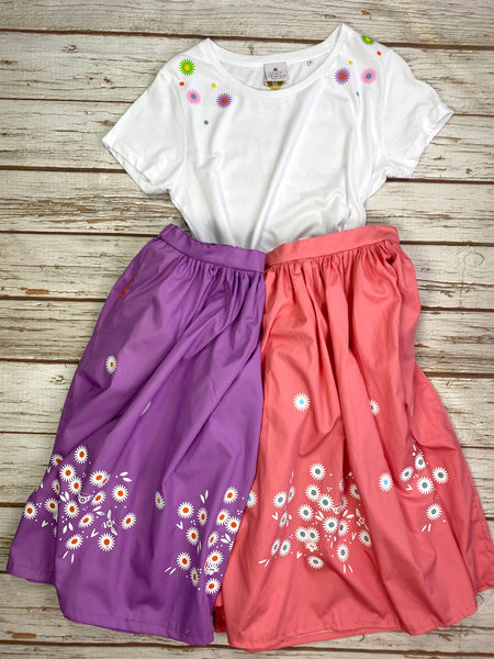 Daisy Lilac midi Skirt with Pockets