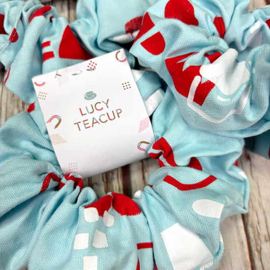 Scrunchies - Screen printed Cotton 'Tea at Eleven'