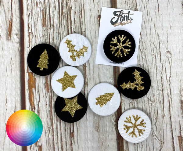 Fabric Glitter Christmas Badges