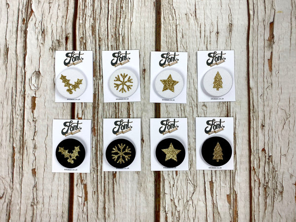 Fabric Glitter Christmas Badges