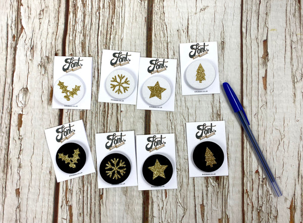 Fabric Glitter Christmas Badges