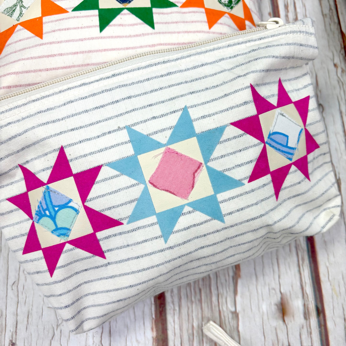 Patchwork Pencil Case. Bright Quilt Pattern Make-up Pouch
