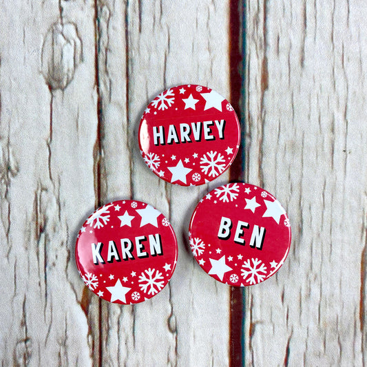Festive Christmas Personalised Name Badge – 38mm