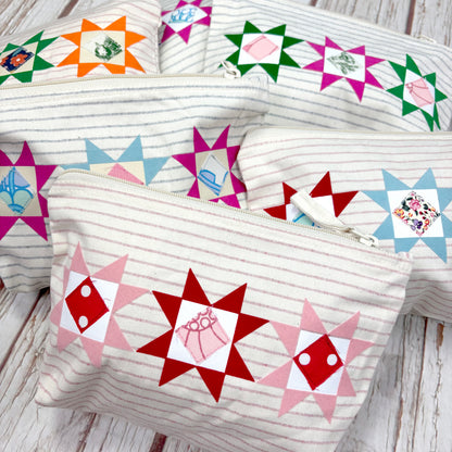 Patchwork Pencil Case. Bright Quilt Pattern Make-up Pouch