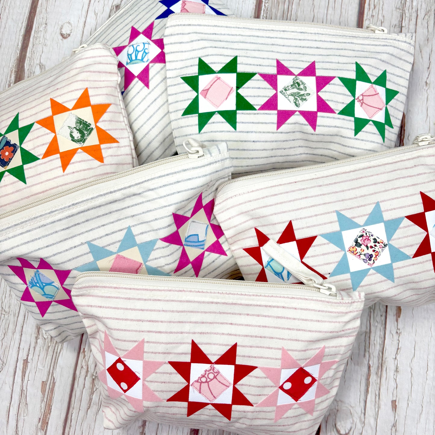 Patchwork Pencil Case. Bright Quilt Pattern Make-up Pouch