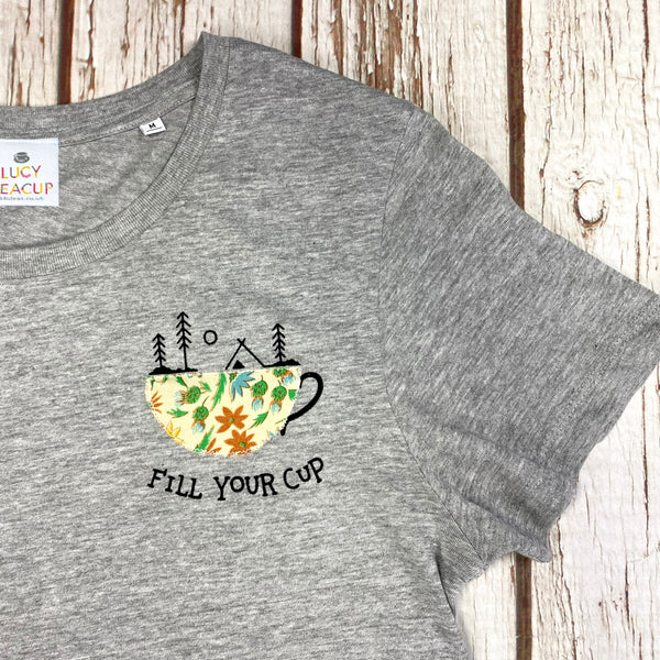 Fill Your Cup Organic Cotton Women’s Heather Grey T-Shirt