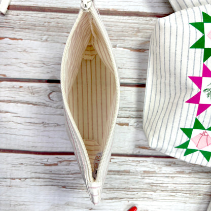 Patchwork Pencil Case. Bright Quilt Pattern Make-up Pouch