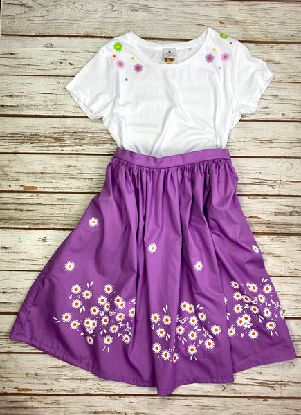 Daisy Lilac midi Skirt with Pockets