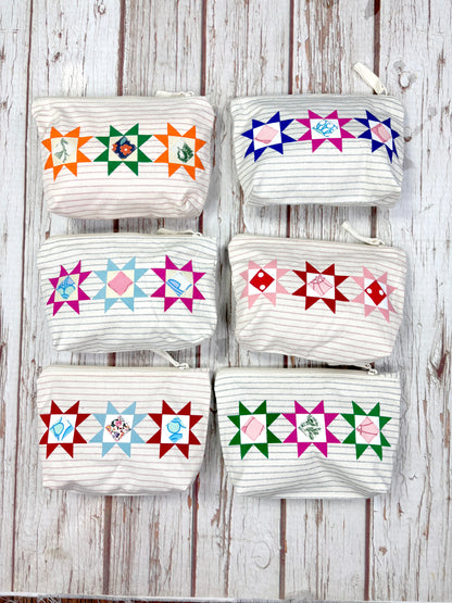 Patchwork Pencil Case. Bright Quilt Pattern Make-up Pouch