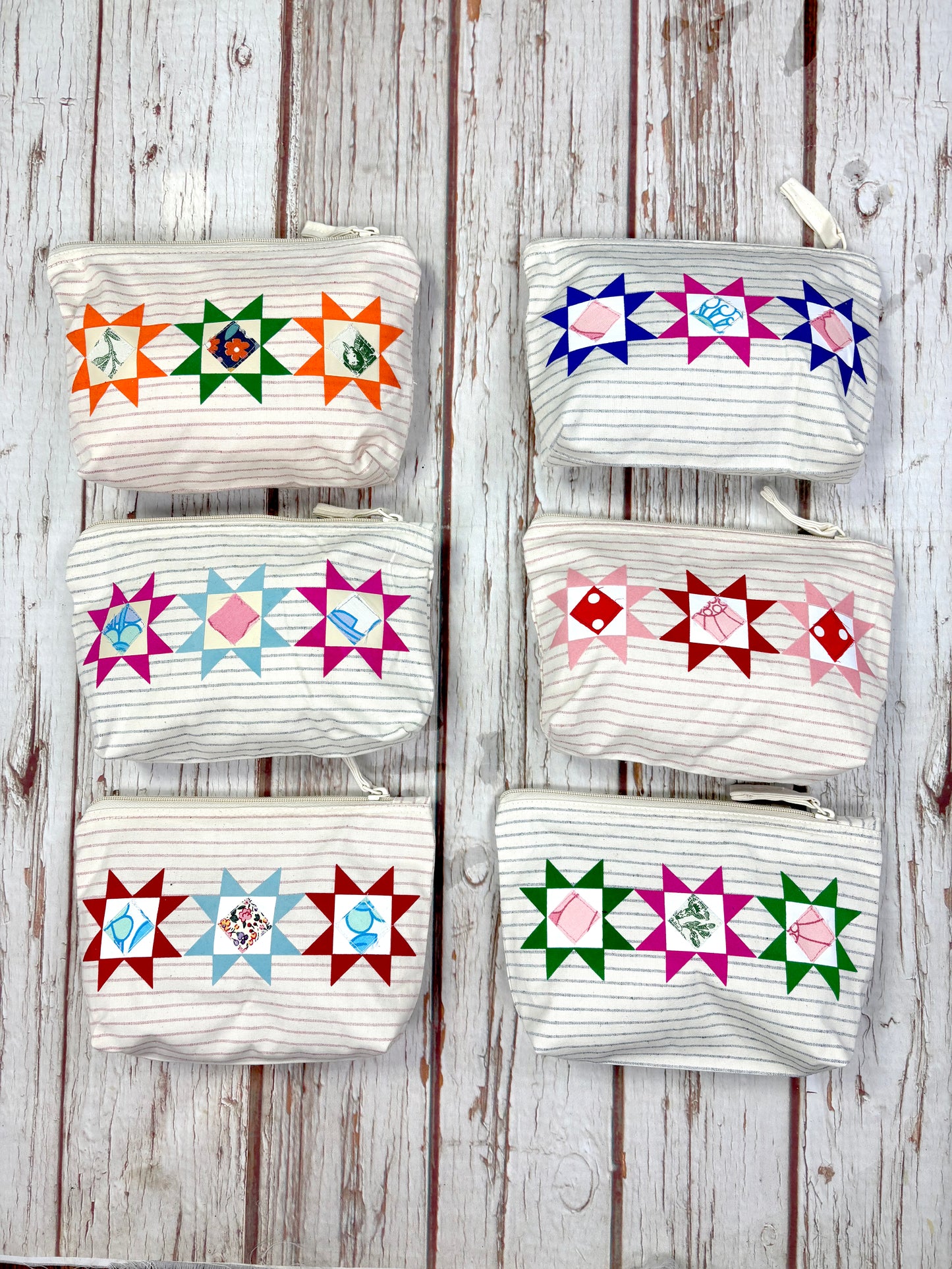Patchwork Pencil Case. Bright Quilt Pattern Make-up Pouch