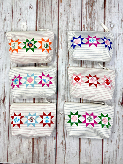 Patchwork Pencil Case. Bright Quilt Pattern Make-up Pouch