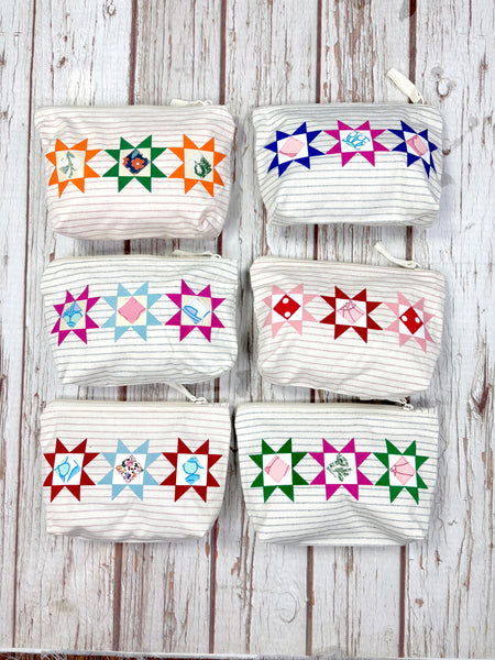 Patchwork Pencil Case. Bright Quilt Pattern Make-up Pouch