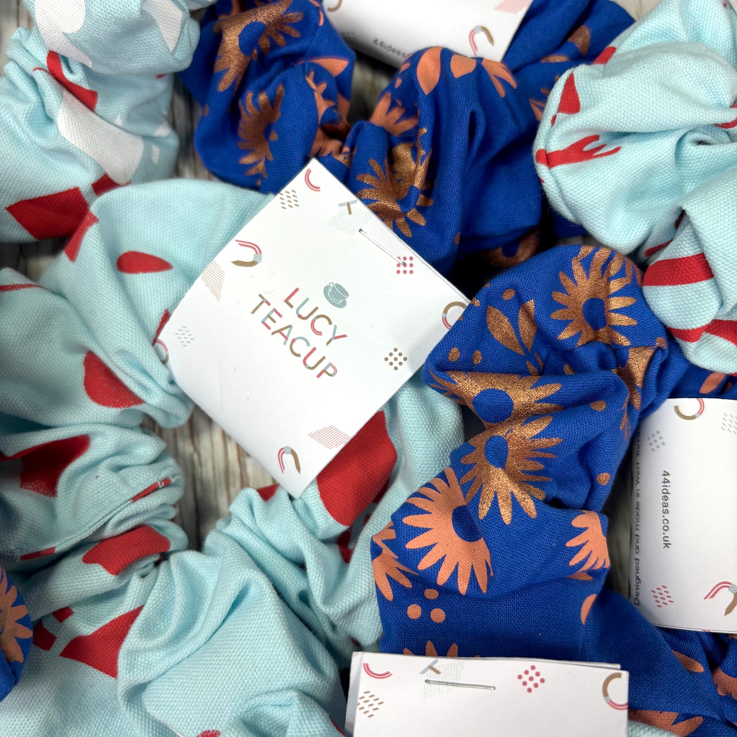 Scrunchies - Screen printed Cotton 'Tea at Eleven'