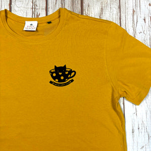 Unisex Black Cat Club Organic Mustard T-Shirt
