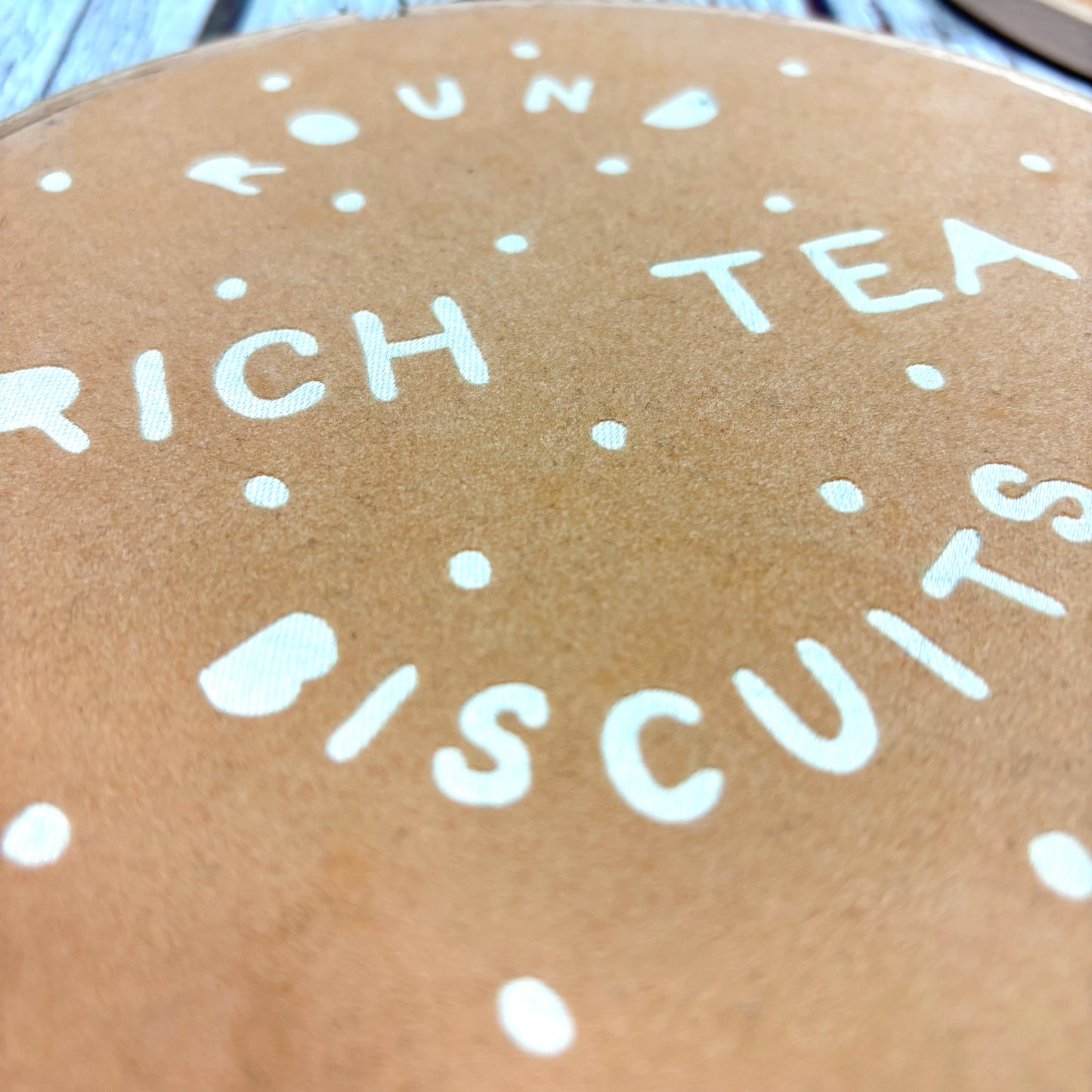 Rich Tea &amp; Digestive Biscuit Embroidery Hoop (7″)