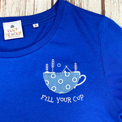Fill Your Cup – Organic Women’s Royal Blue T‑Shirt