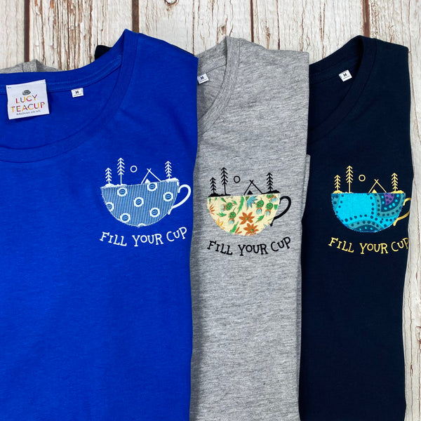 Fill Your Cup Organic Cotton Women’s Navy T-Shirt