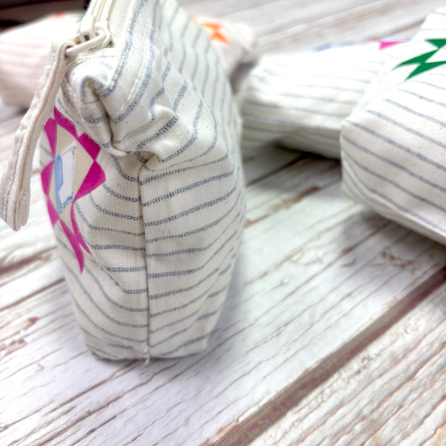 Patchwork Pencil Case. Bright Quilt Pattern Make-up Pouch