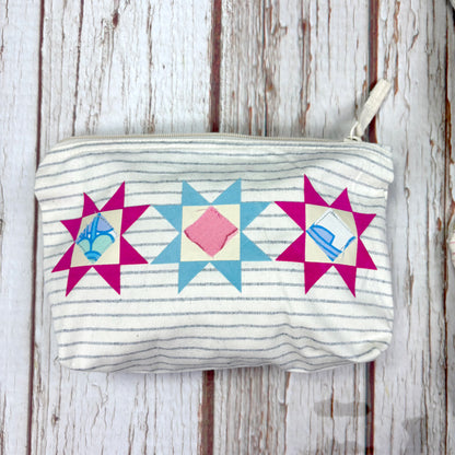 Patchwork Pencil Case. Bright Quilt Pattern Make-up Pouch