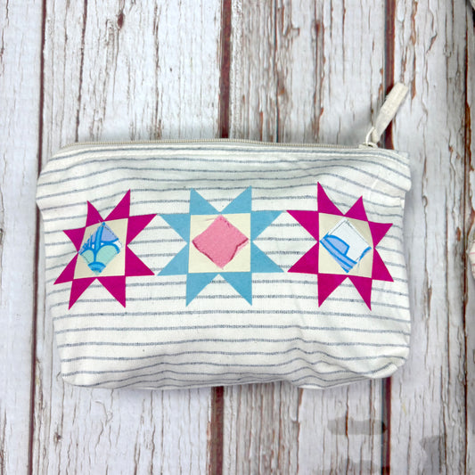Patchwork Pencil Case. Bright Quilt Pattern Make-up Pouch