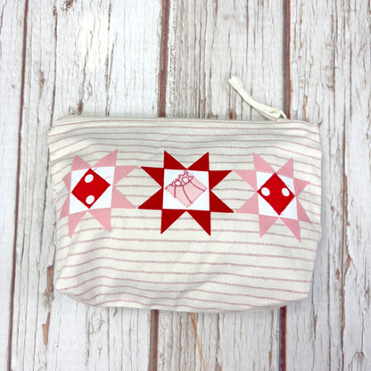Patchwork Pencil Case. Bright Quilt Pattern Make-up Pouch