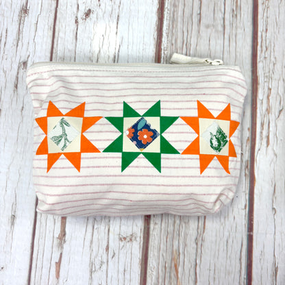 Patchwork Pencil Case. Bright Quilt Pattern Make-up Pouch