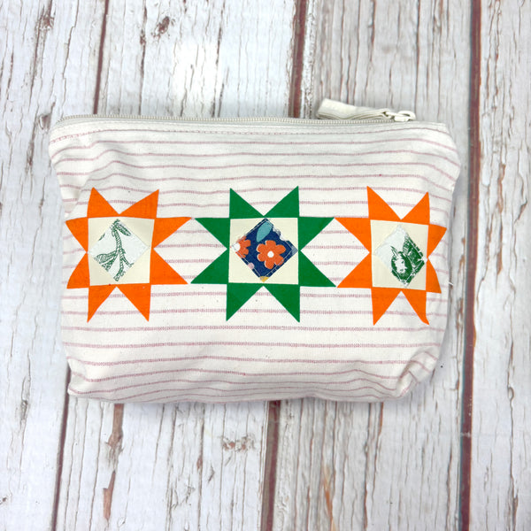Patchwork Pencil Case. Bright Quilt Pattern Make-up Pouch