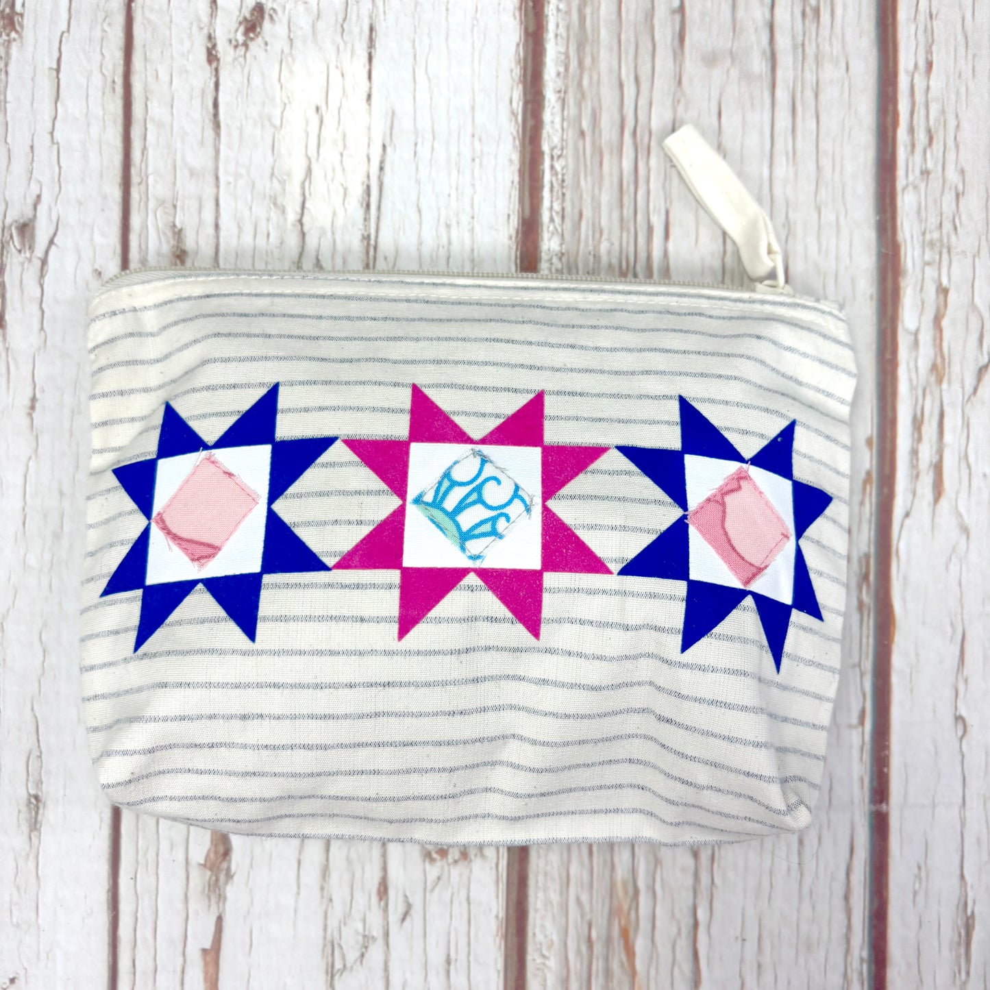 Patchwork Pencil Case. Bright Quilt Pattern Make-up Pouch