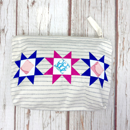 Patchwork Pencil Case. Bright Quilt Pattern Make-up Pouch