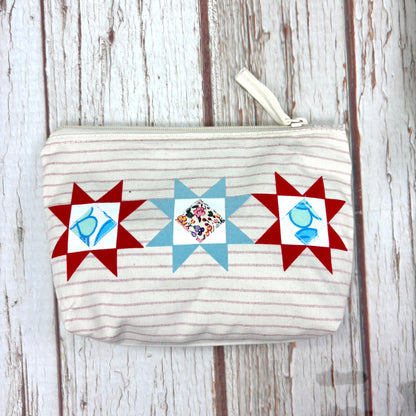 Patchwork Pencil Case. Bright Quilt Pattern Make-up Pouch