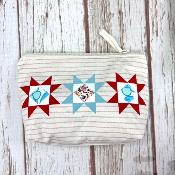 Patchwork Pencil Case. Bright Quilt Pattern Make-up Pouch