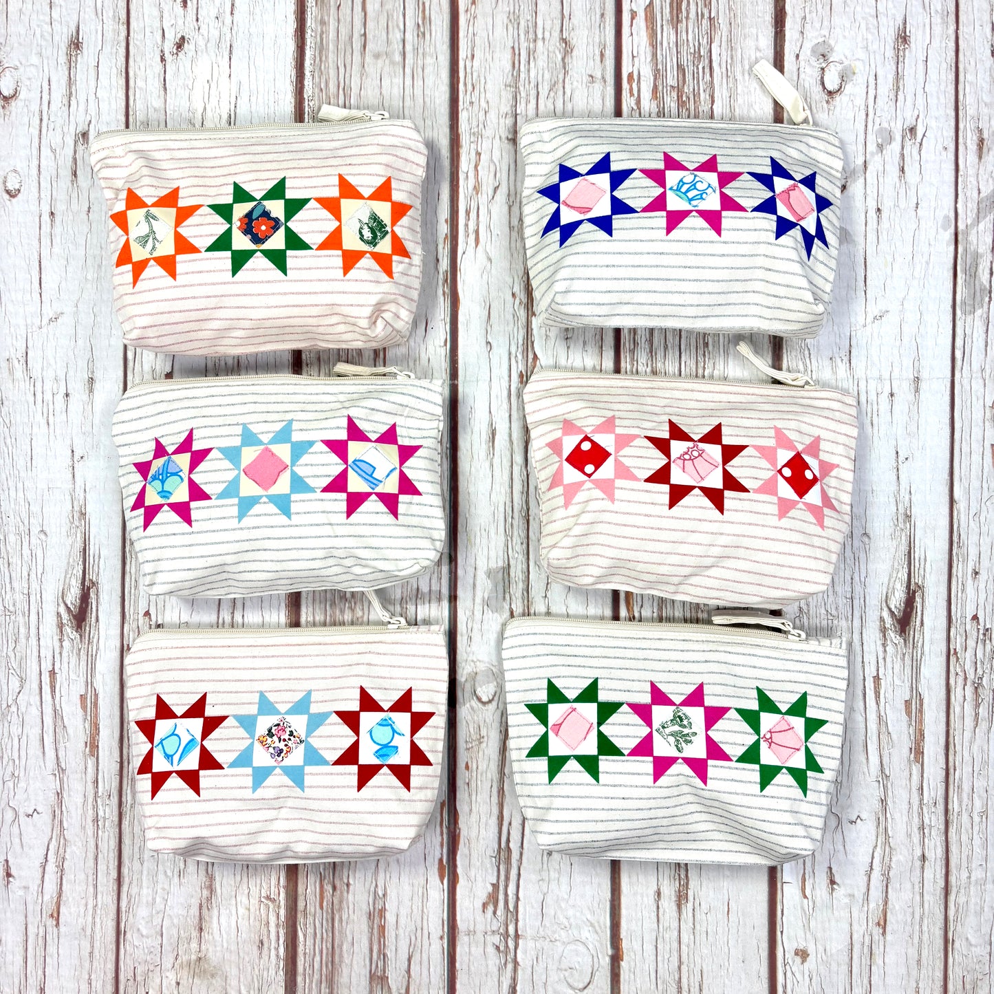 Patchwork Pencil Case. Bright Quilt Pattern Make-up Pouch