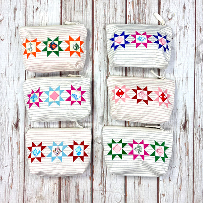 Patchwork Pencil Case. Bright Quilt Pattern Make-up Pouch