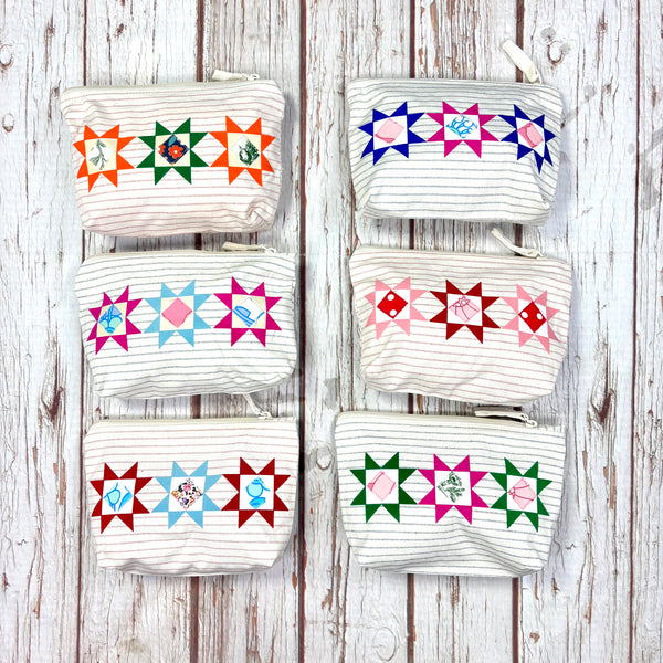 Patchwork Pencil Case. Bright Quilt Pattern Make-up Pouch