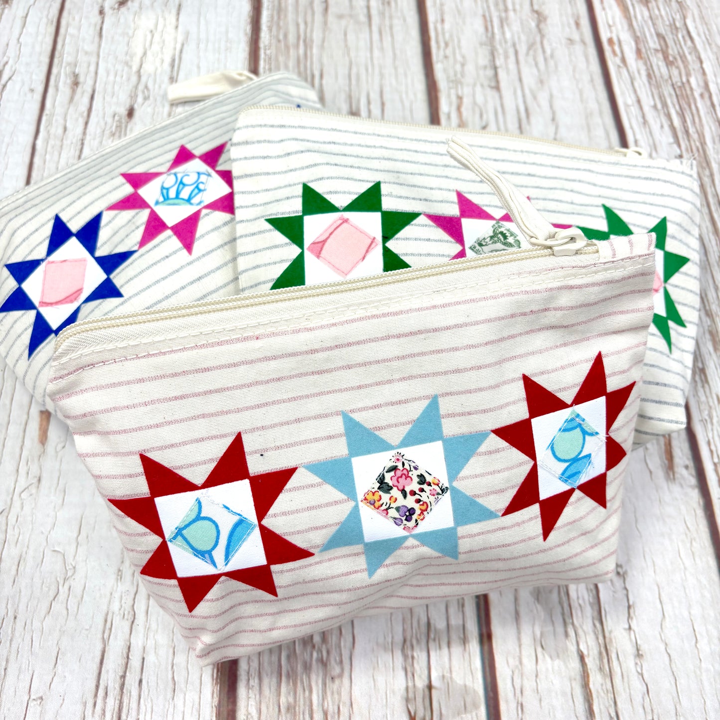 Patchwork Pencil Case. Bright Quilt Pattern Make-up Pouch