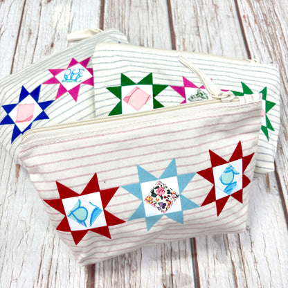 Patchwork Pencil Case. Bright Quilt Pattern Make-up Pouch