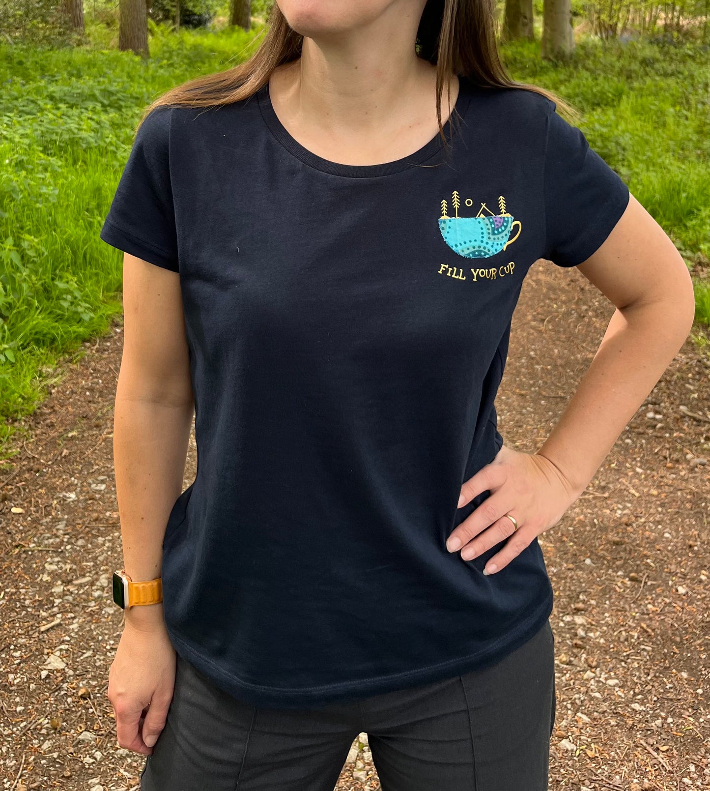 Fill Your Cup - Organic Cotton Women’s Navy T-Shirt
