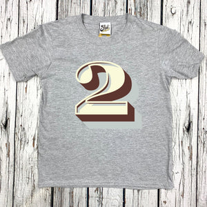 Second Birthday Kids' T-shirt - Stirling Shadow Baby Clothes, Font Not Found, Font: Stirling Shadow, New Baby, T-Shirt: Numbers, T-Shirts 44ideas.co.uk