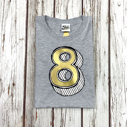 8th Birthday T-Shirt - Juniper Red Font Not Found, Font: Juniper Red, Kid's Clothes, T-Shirt: Numbers, T-Shirts 44ideas.co.uk
