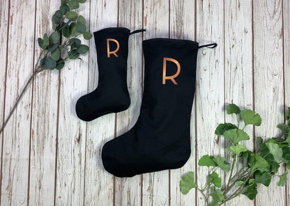 Christmas Personalised Regular Black Stocking - Branson Christmas, Christmas: Stockings, Font Not Found, Font: Branson 44ideas.co.uk